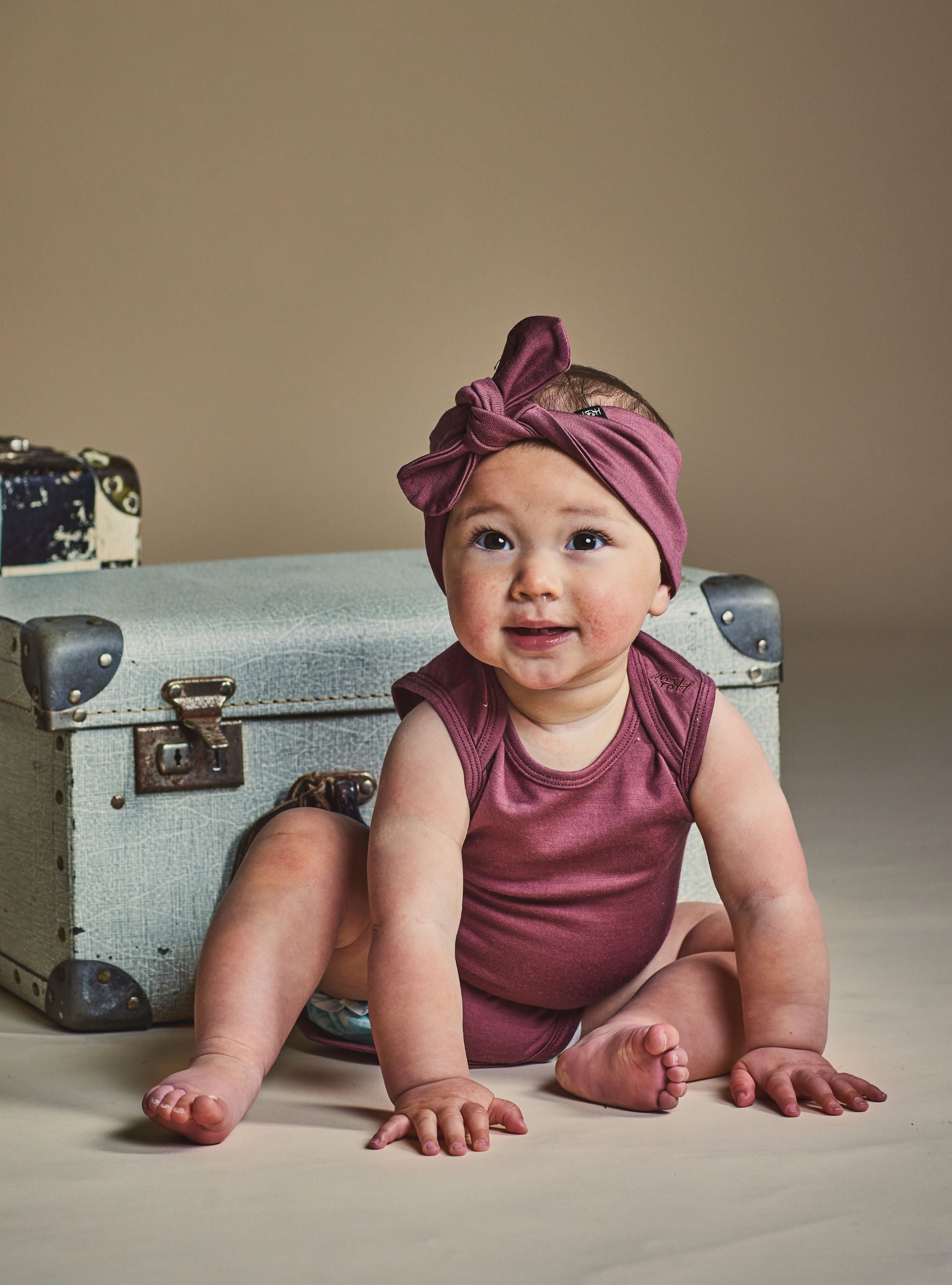 HADLEY SLEEVELESS BODYSUIT- Wild Ginger, 3-6 months + 6-12 months