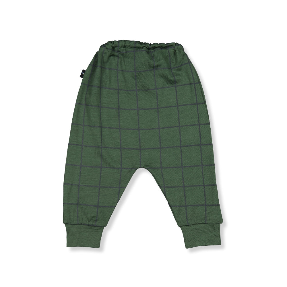 ASHER DROPCROTCH PANTS- Forest Check, 6-12 months