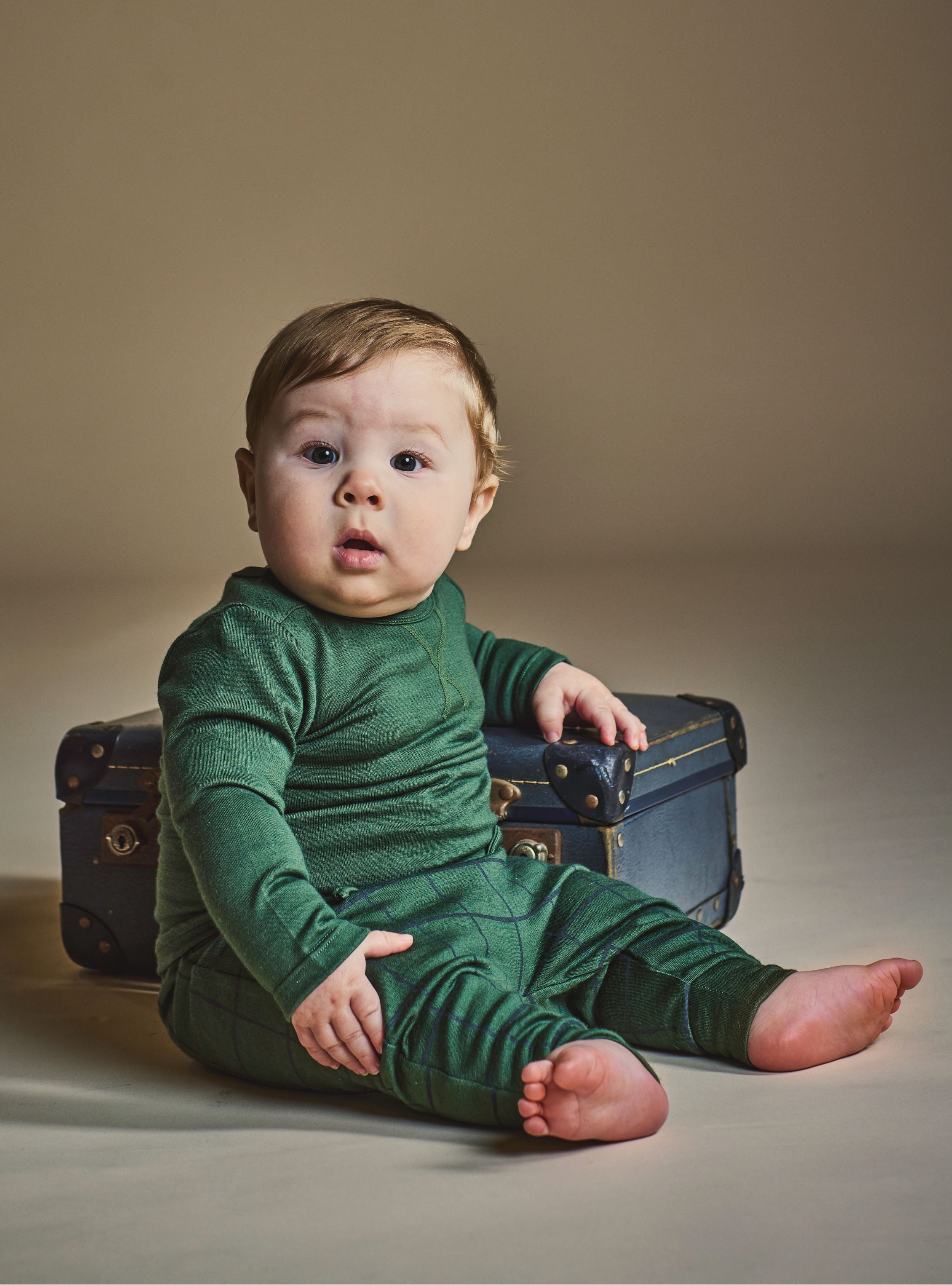 ASHER DROPCROTCH PANTS- Forest Check, 6-12 months