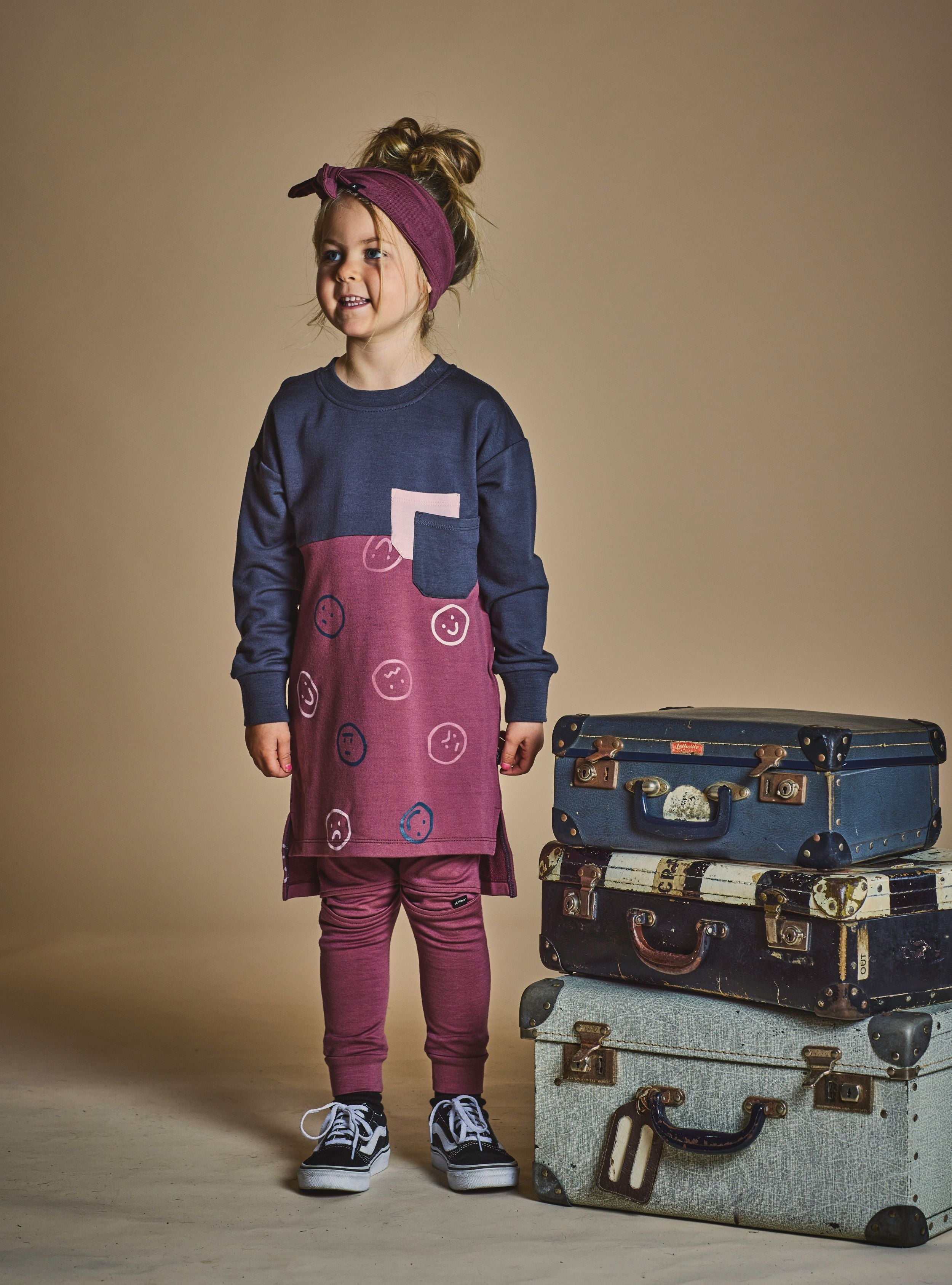 MILA SWEATSHIRT DRESS-  Wild Ginger Faces, 2-3 years