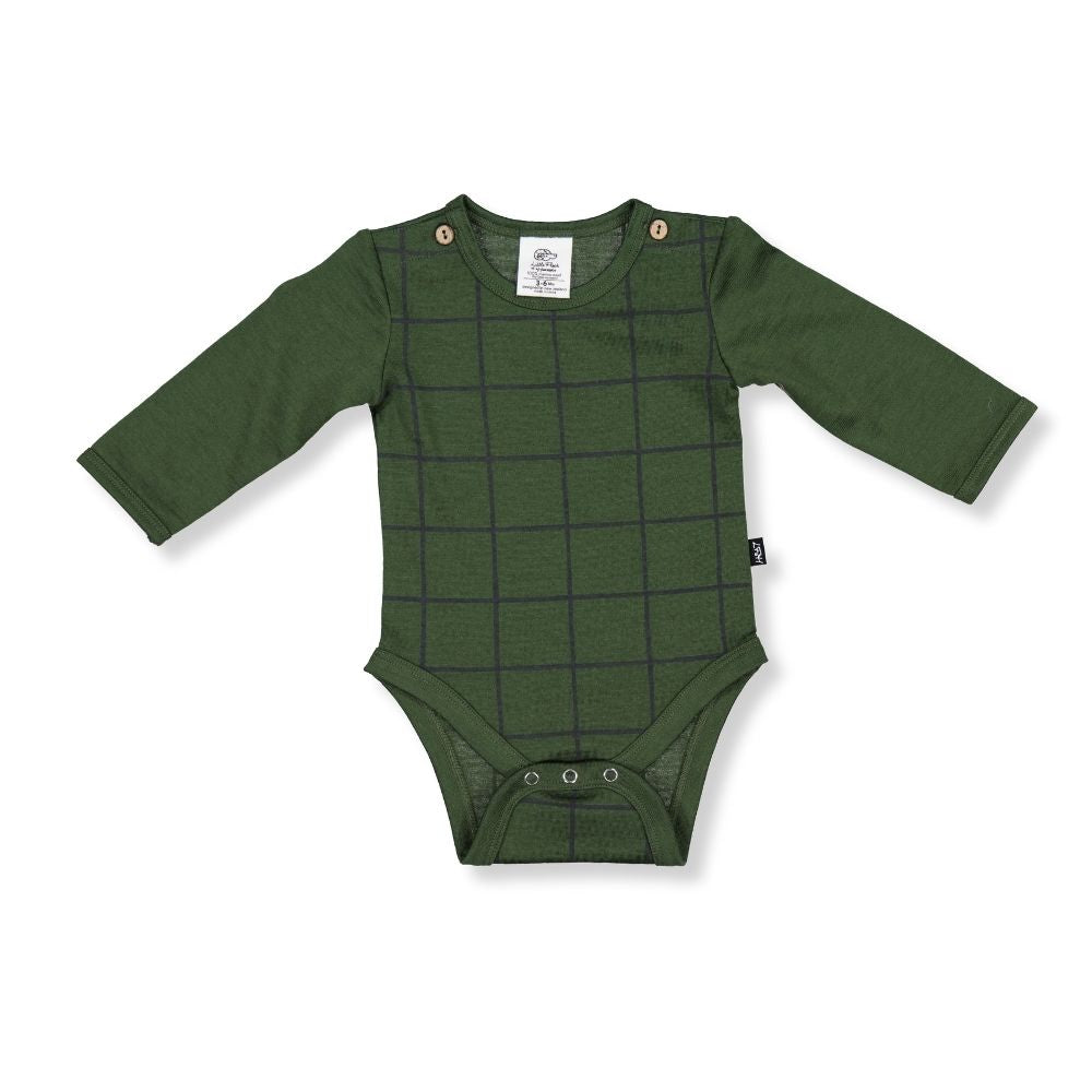 RILEY BODYSUIT- Forest Check, 6-12 months