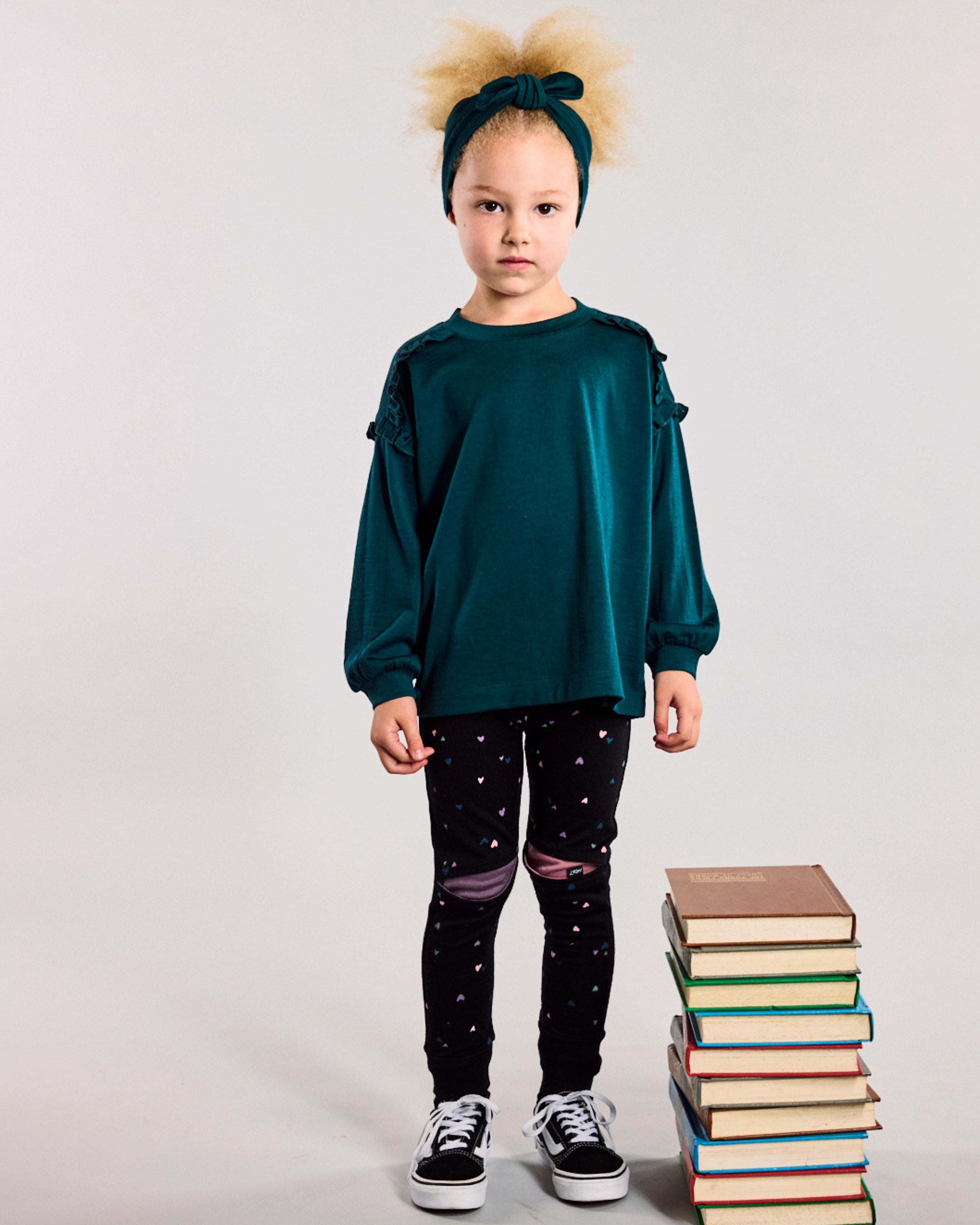 Slasher Leggings - 100% Merino Wool, Black Miniheart