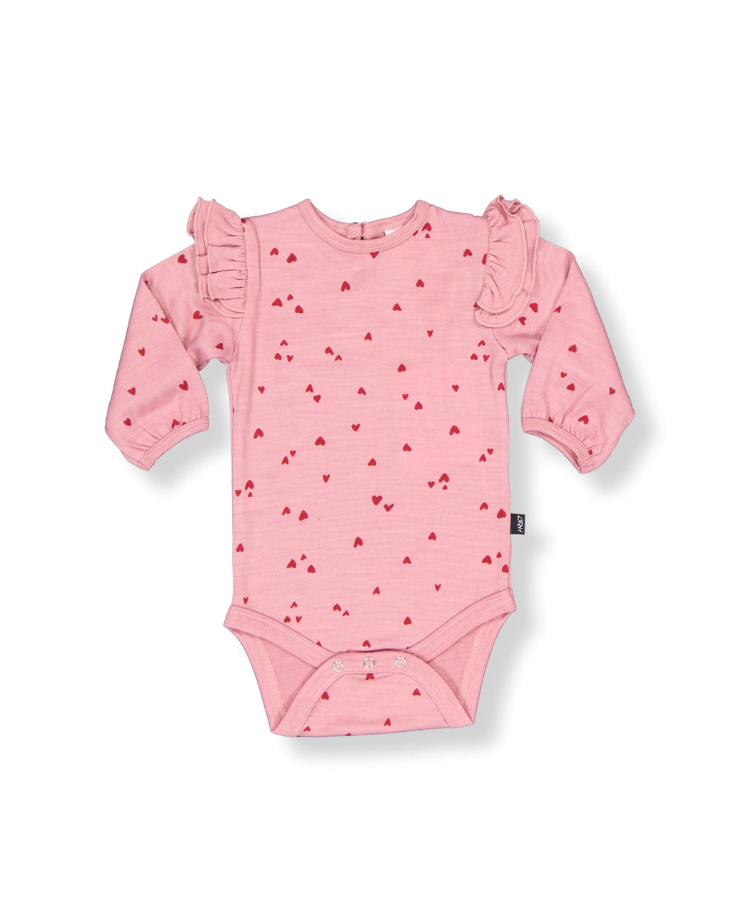 Luna Bodysuit - 100% Merino Wool - Rose Miniheart