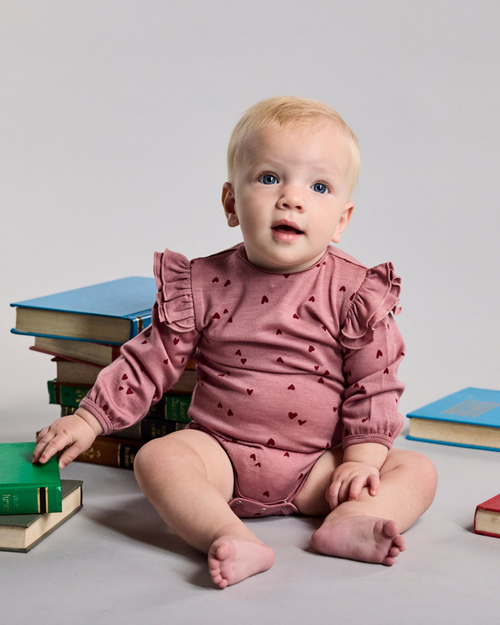 Luna Bodysuit - 100% Merino Wool - Rose Miniheart