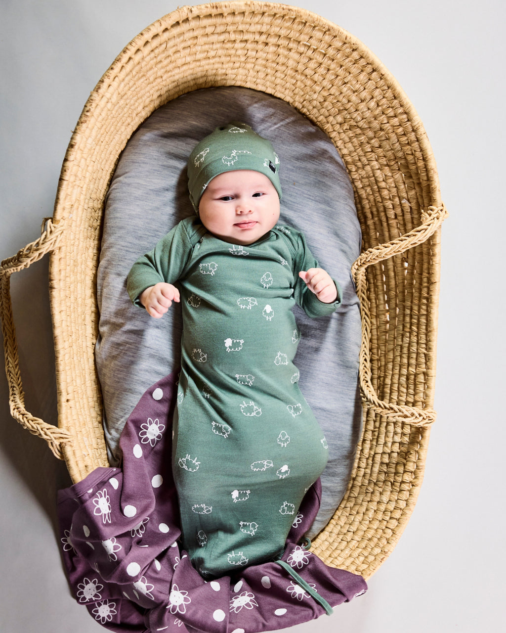 Newcomer Baby Gown - 100% Merino Wool - Fern Flock
