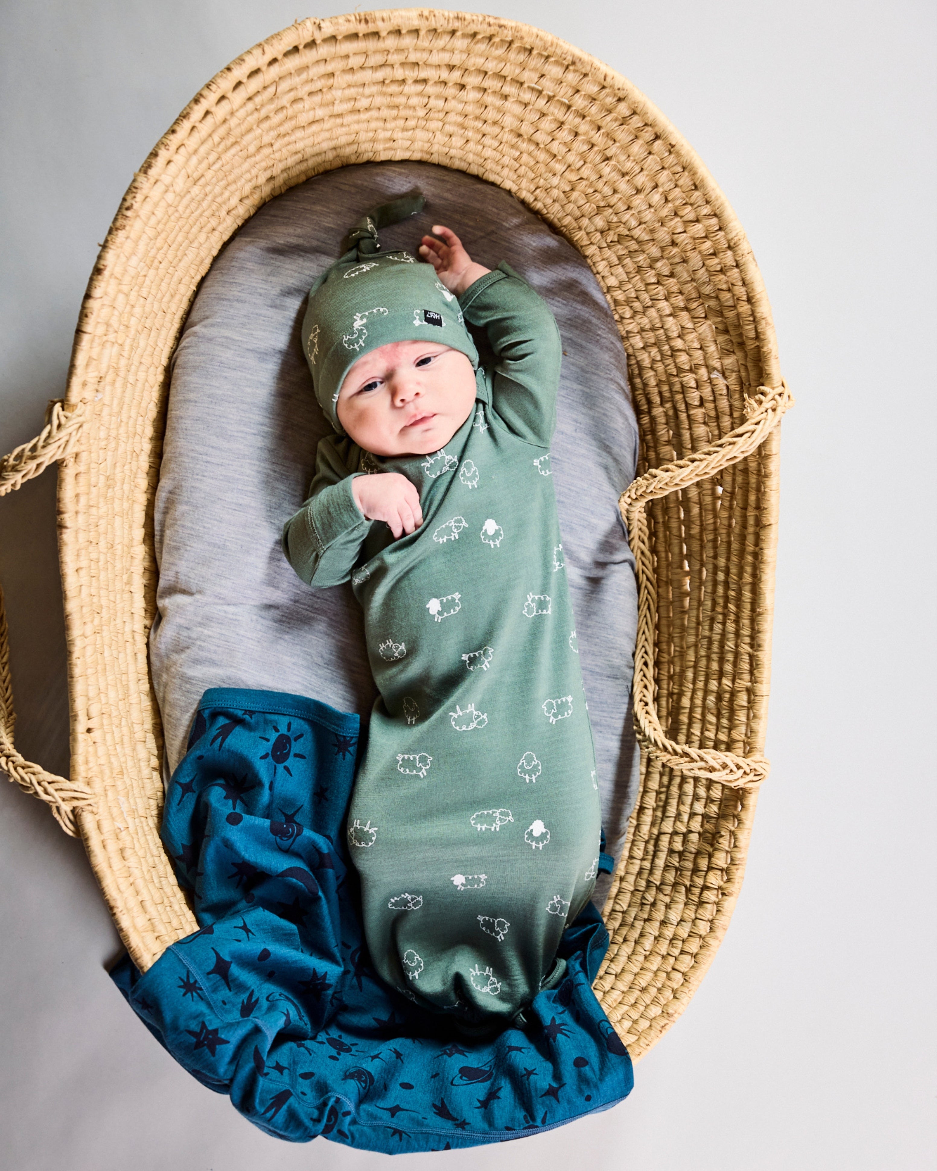Newcomer Baby Gown - 100% Merino Wool - Fern Flock