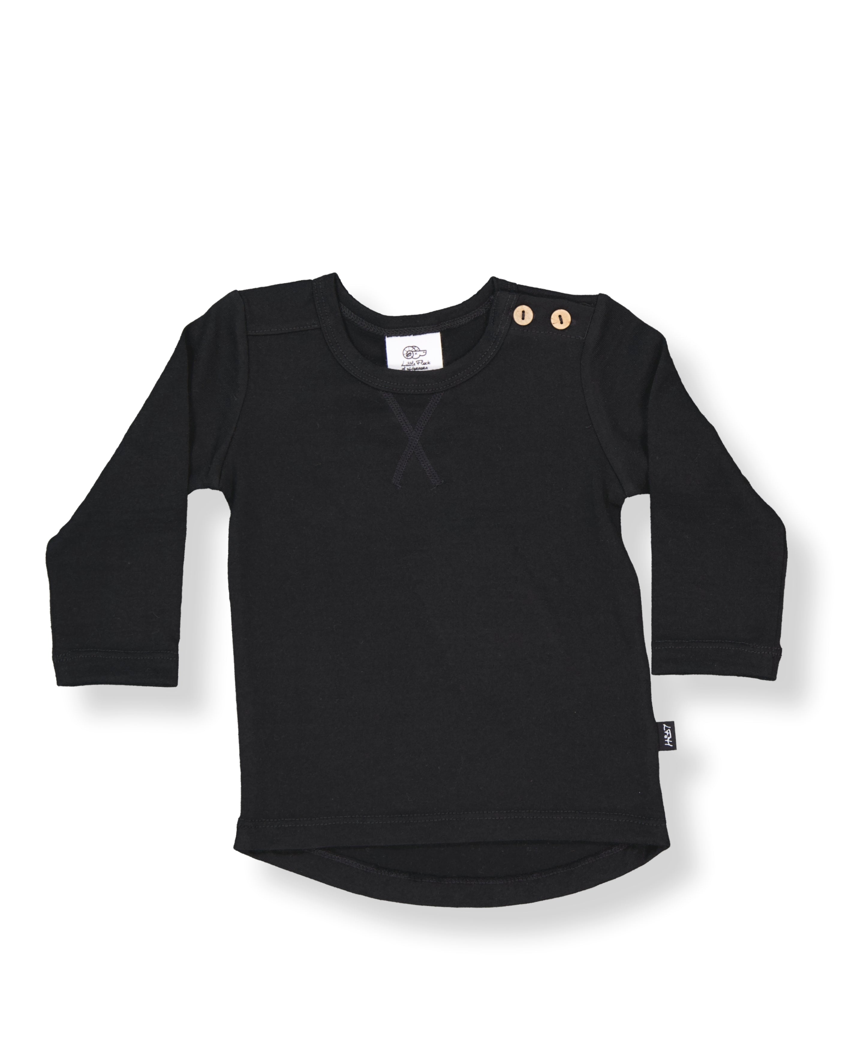 Wyatt Long Sleeve Top - 100% Merino Wool, Black