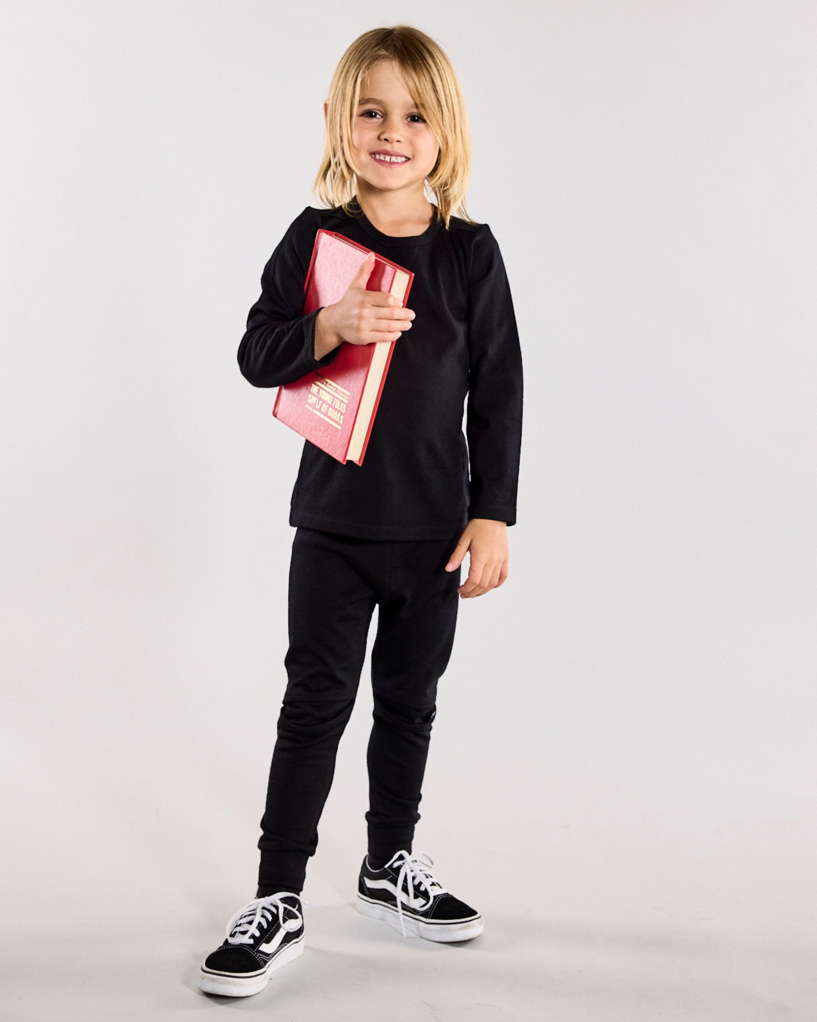 Wyatt Long Sleeve Top - 100% Merino Wool, Black