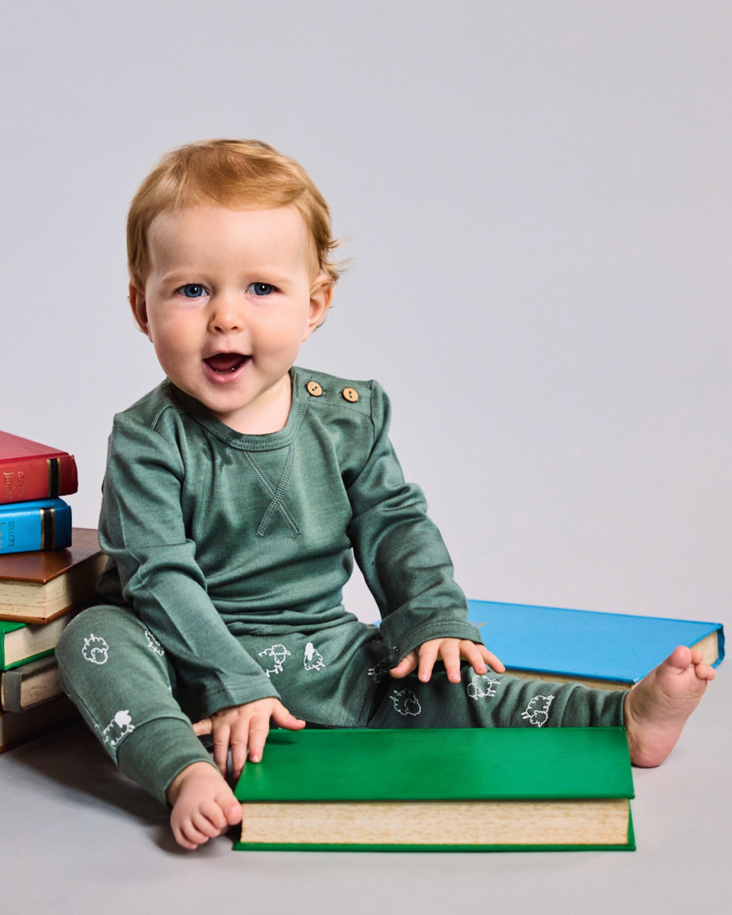 Wyatt Long Sleeve Top - 100% Merino Wool, Fern