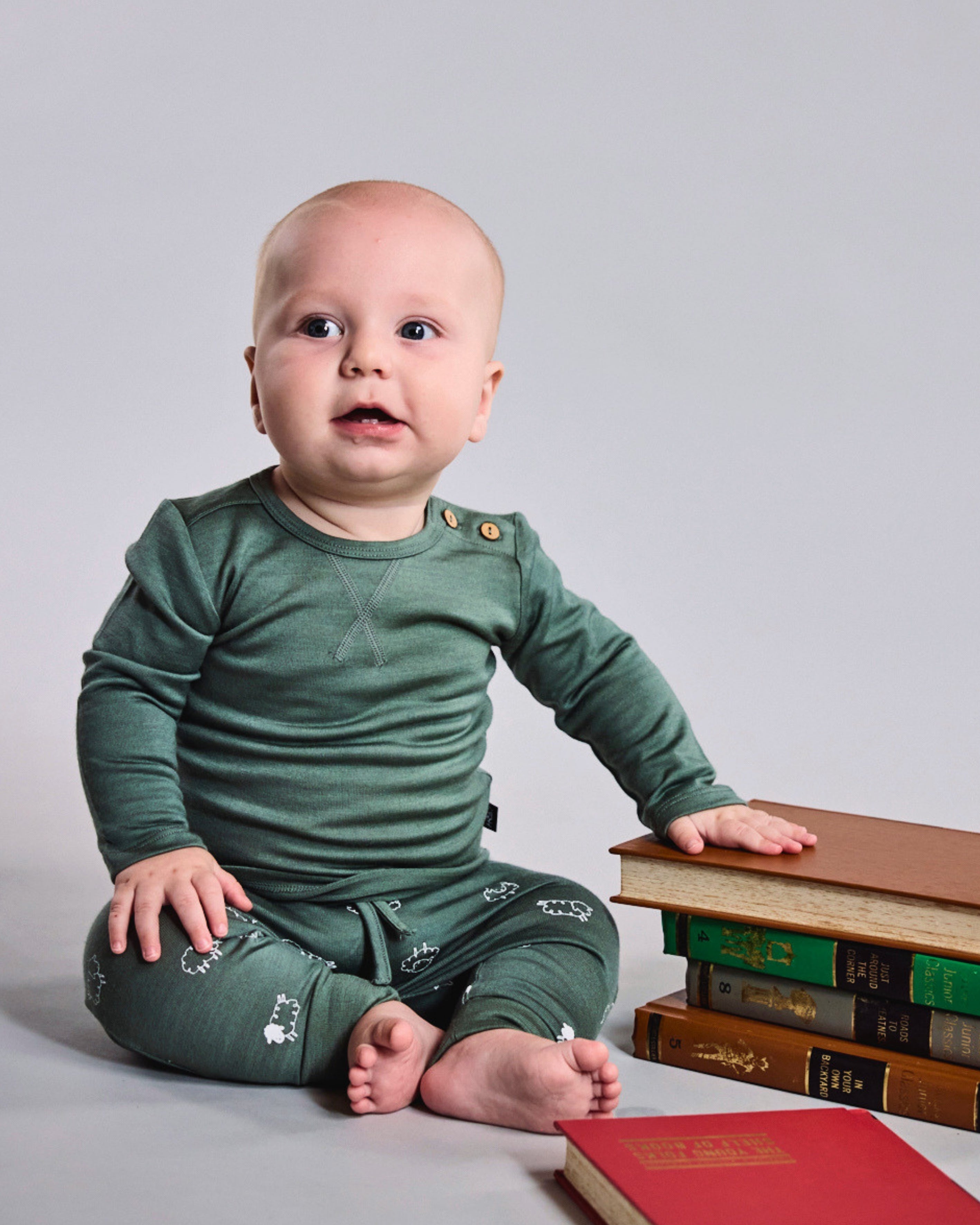 Wyatt Long Sleeve Top - 100% Merino Wool, Fern