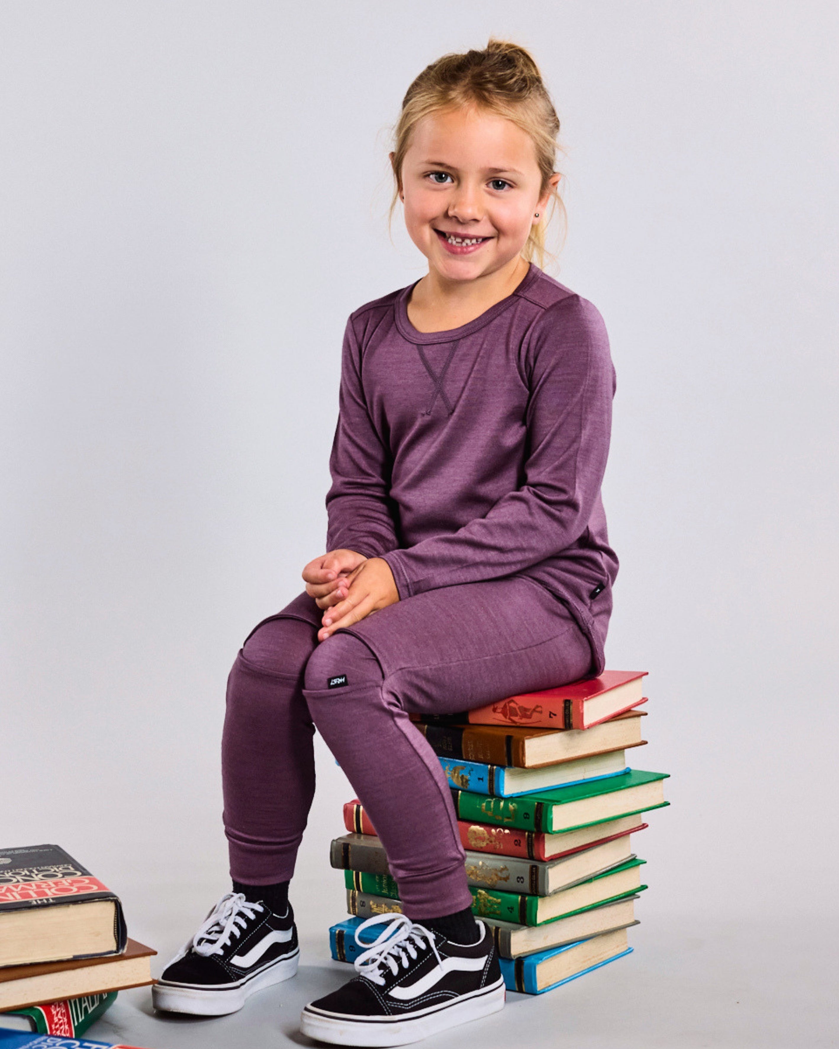 Wyatt Long Sleeve Top - 100% Merino Wool, Plum