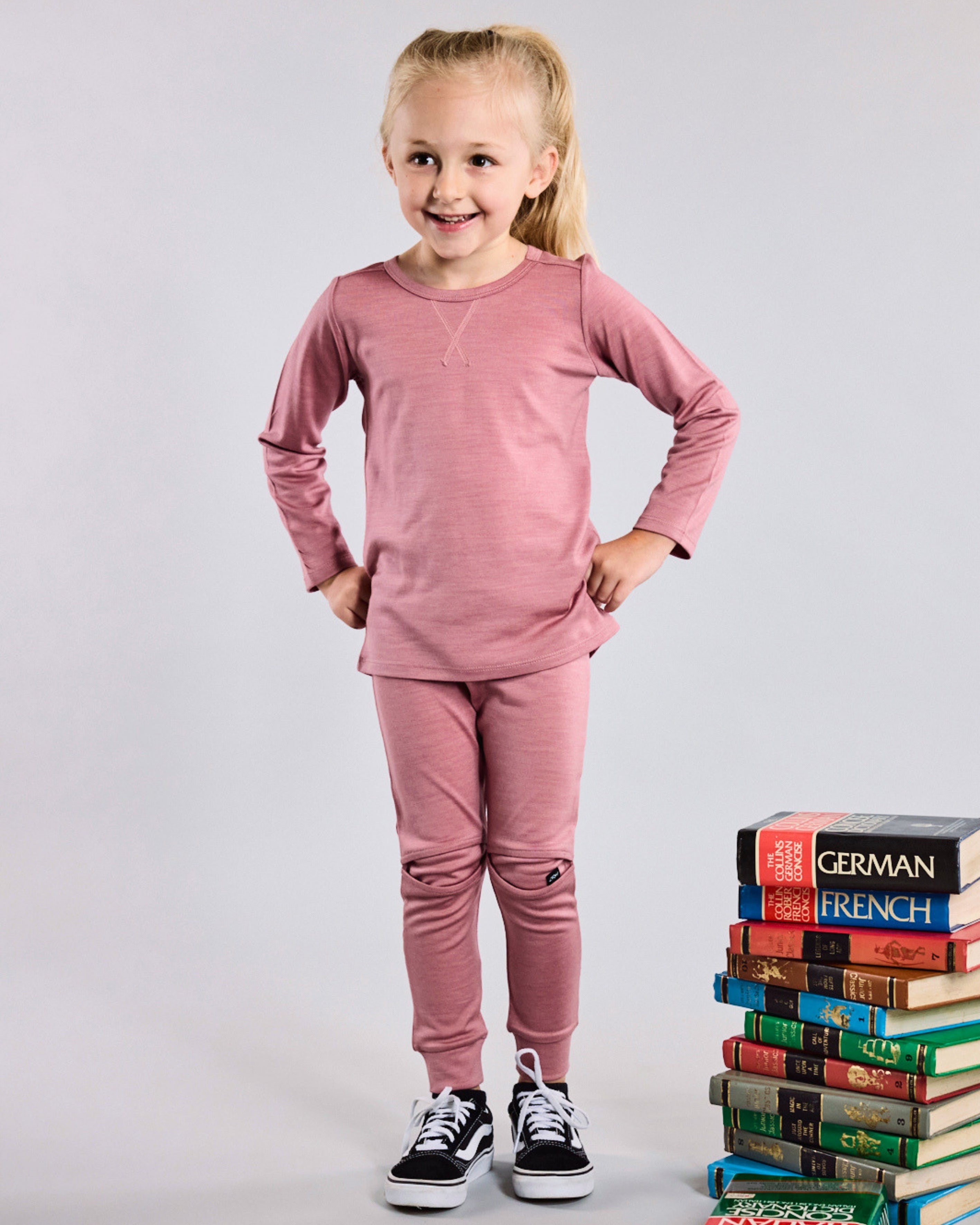 Wyatt Long Sleeve Top - 100% Merino Wool, Rose