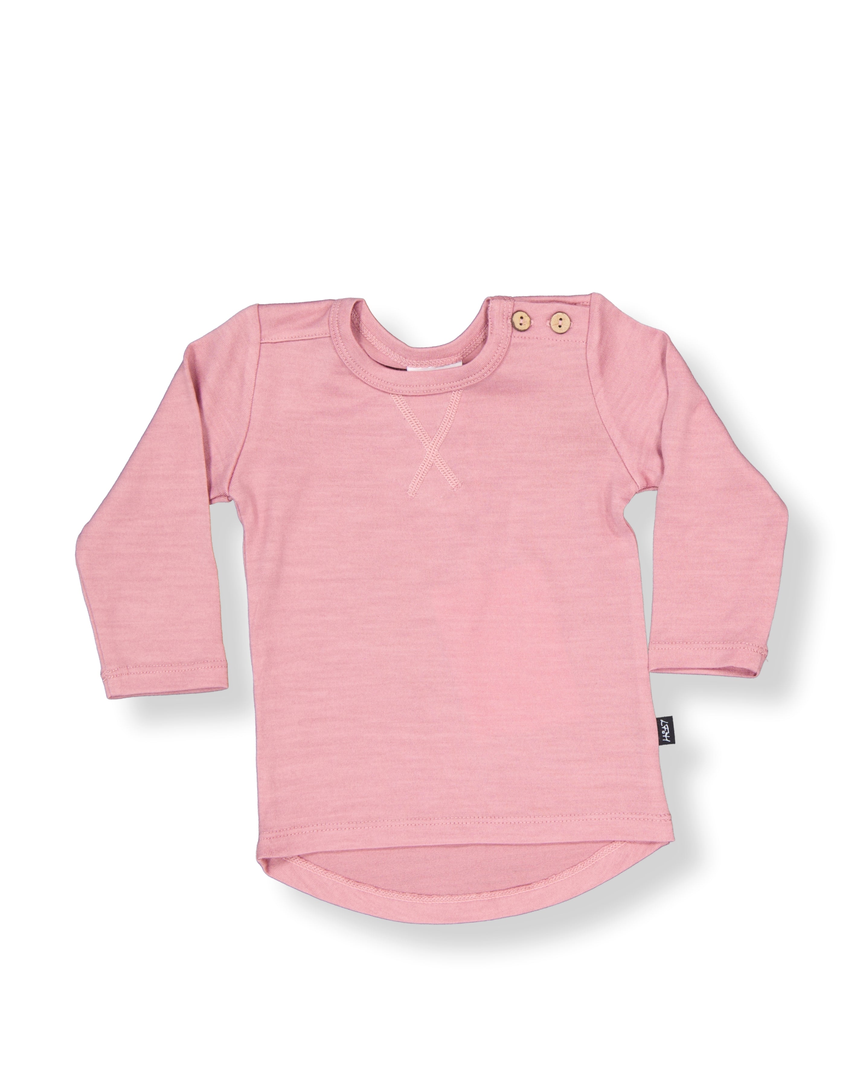 Wyatt Long Sleeve Top - 100% Merino Wool, Rose