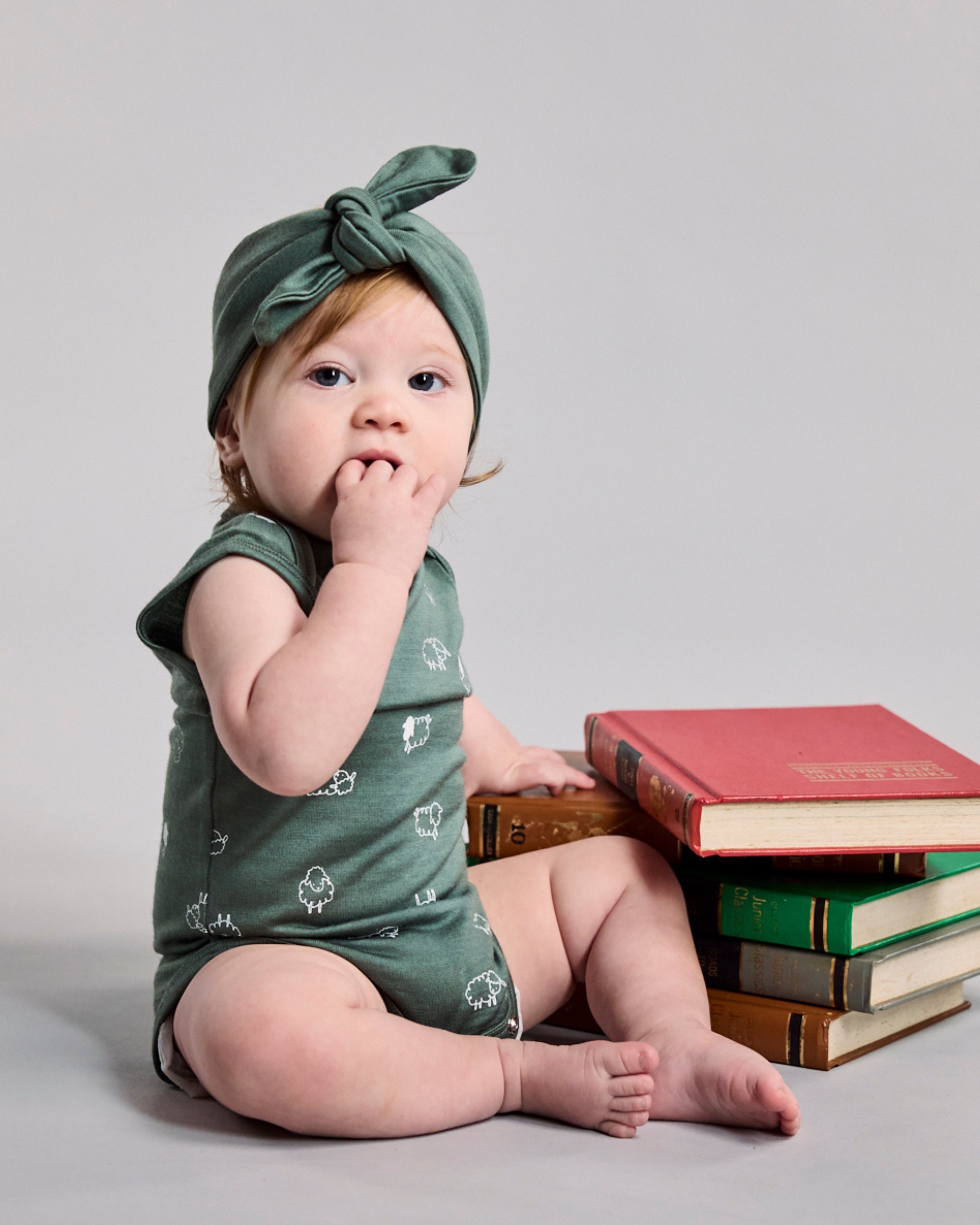 Hadley Bodysuit - 100% Merino Wool - Fern Flock