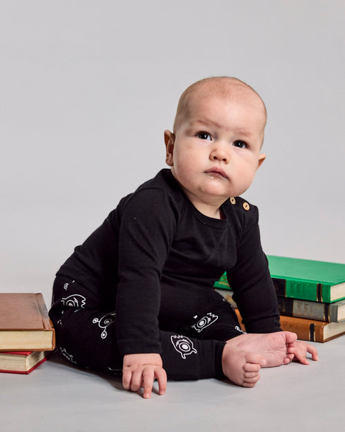 Asher Pants - 100% Merino Wool - Black Monsters