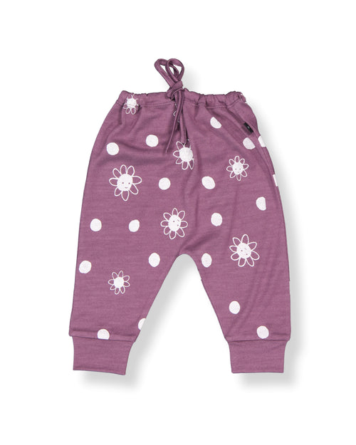 Asher Pants - 100% Merino Wool - Plum Daisy