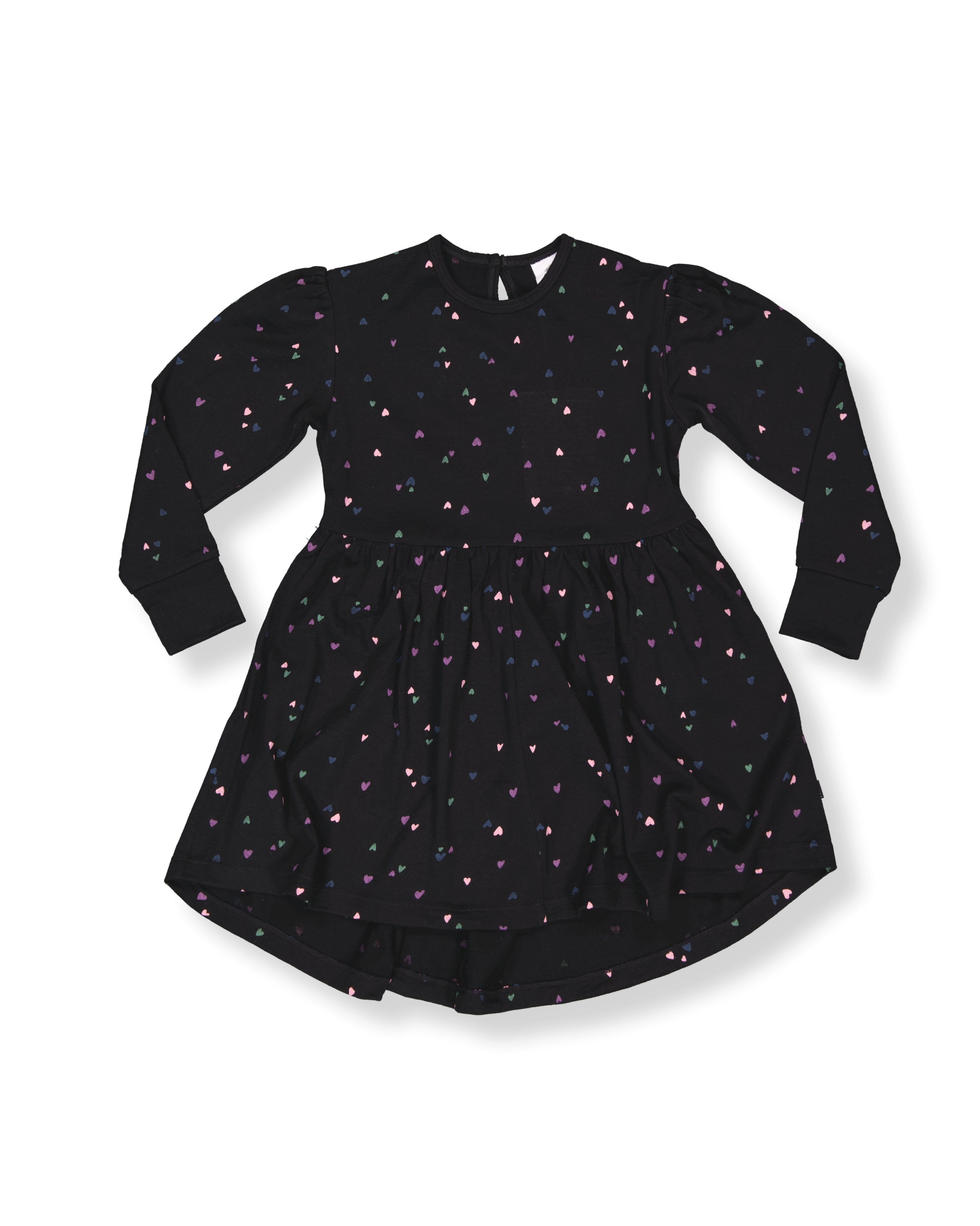 Emilia Swing Dress - 100% Merino Wool - Black Miniheart
