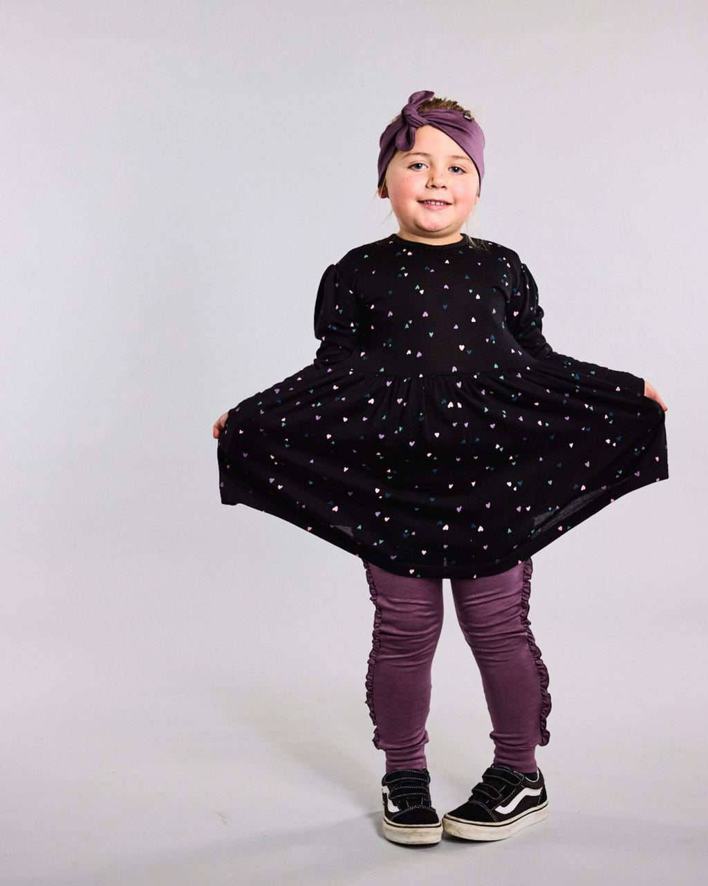 Emilia Swing Dress - 100% Merino Wool - Black Miniheart