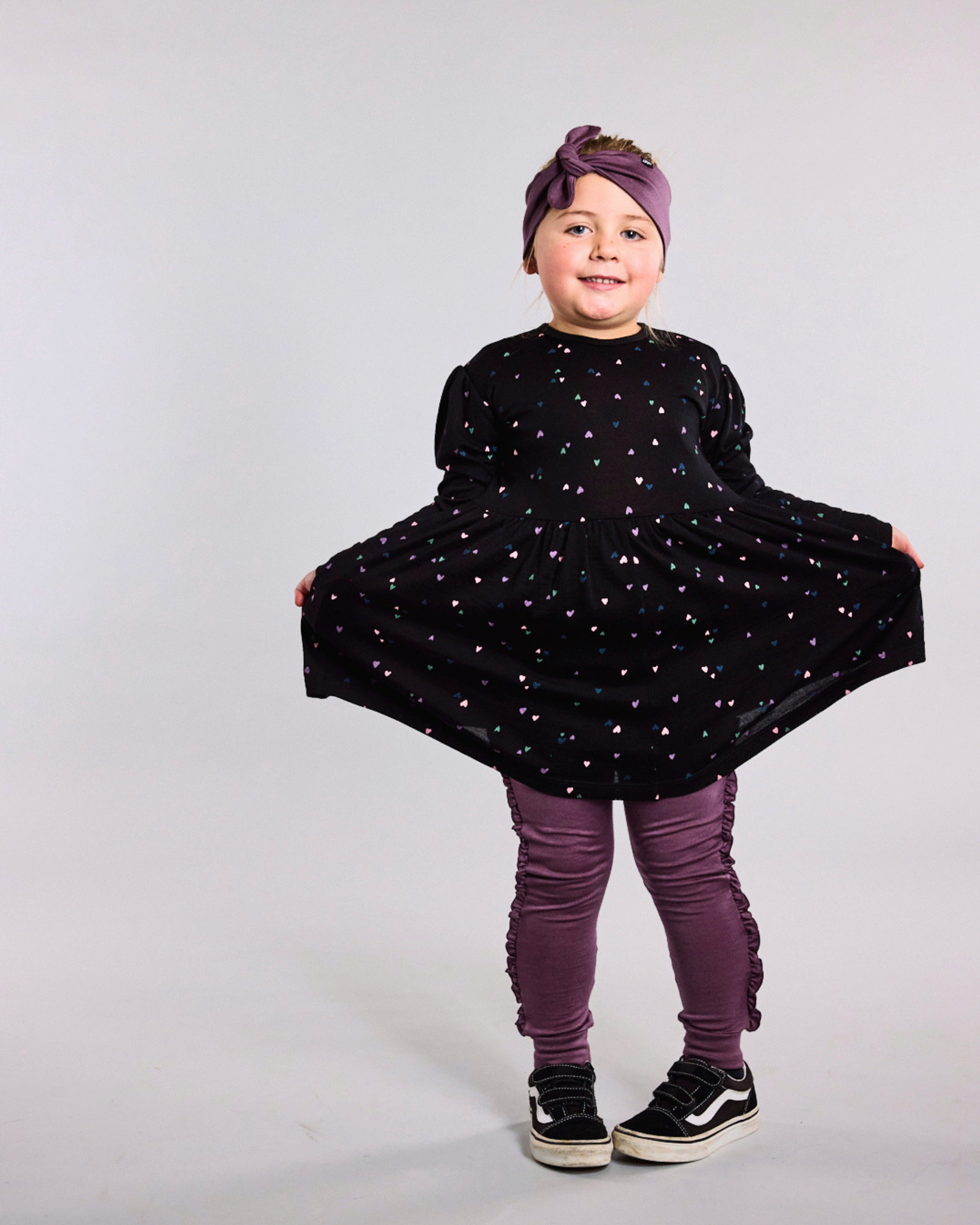 Emilia Swing Dress - 100% Merino Wool - Black Miniheart