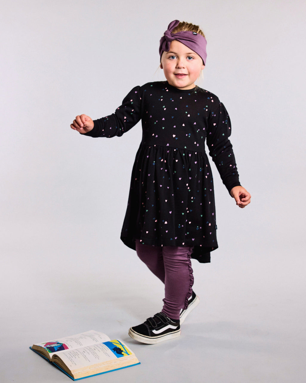 Emilia Swing Dress - 100% Merino Wool - Black Miniheart