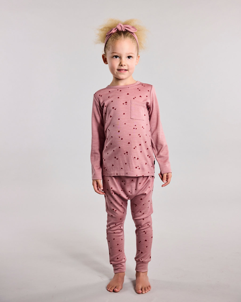 Marlow PJ Set - 100% Merino Wool - Rose Miniheart