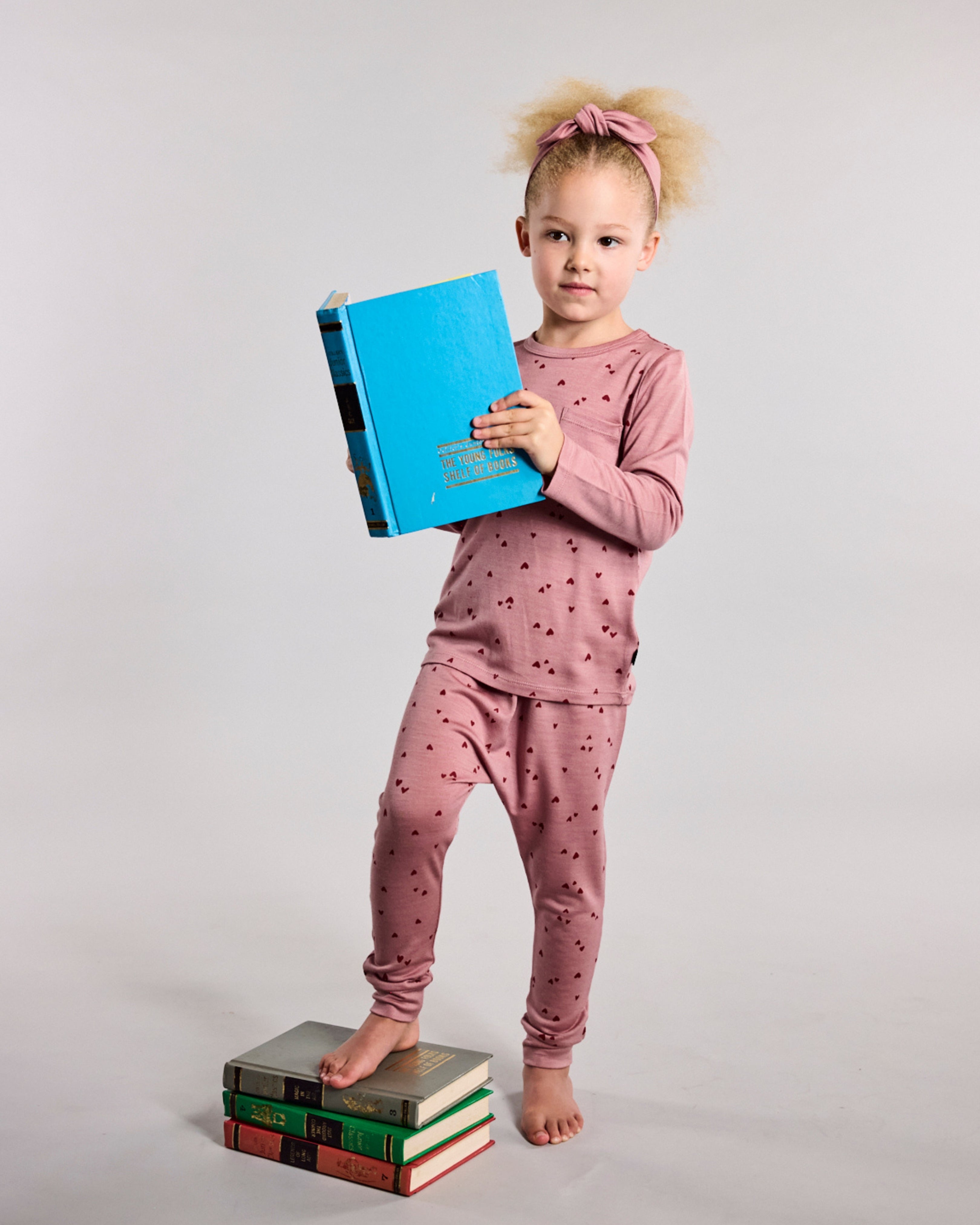 Marlow PJ Set - 100% Merino Wool - Rose Miniheart