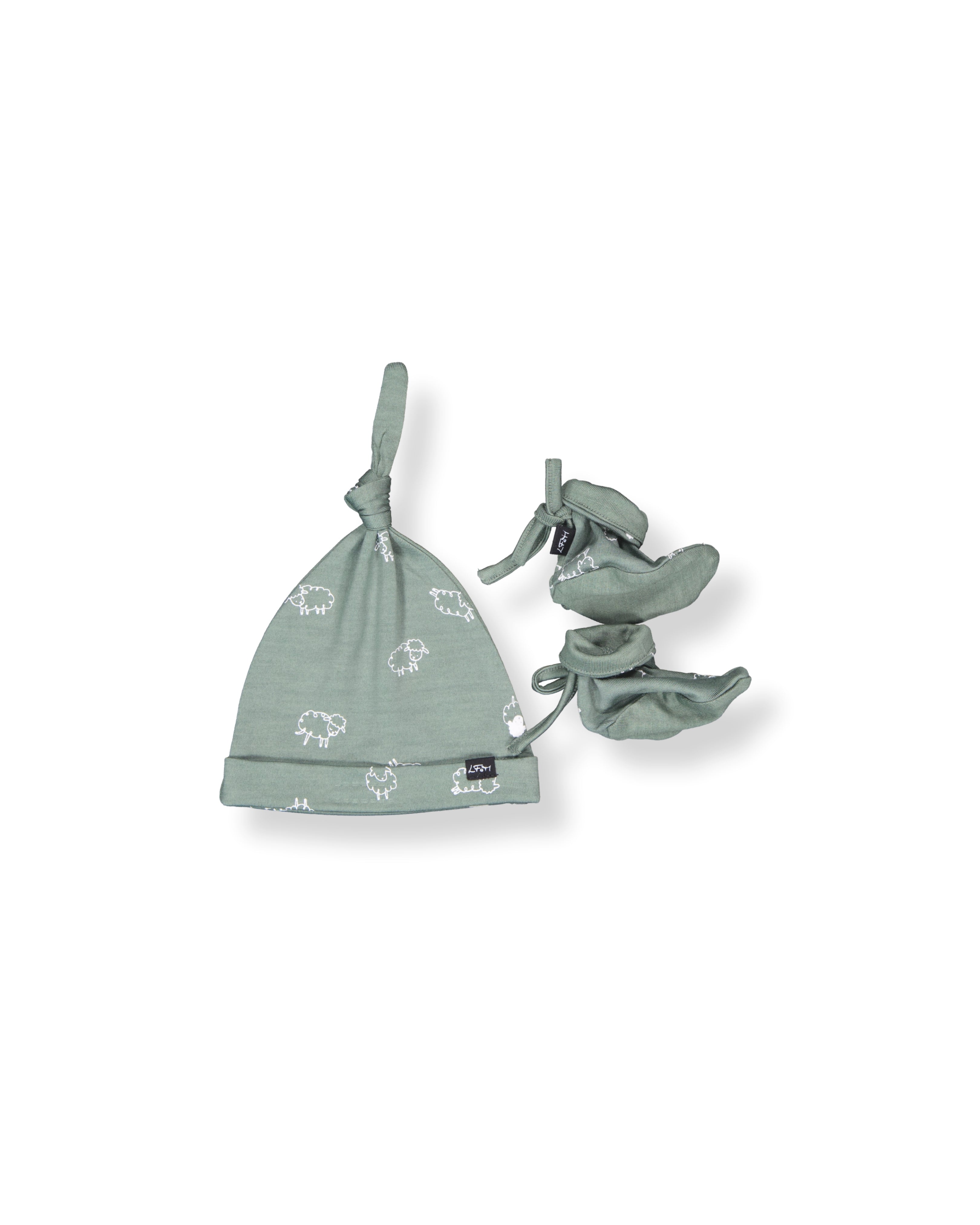 Beanie & Bootie Set - 100% Merino Wool - Fern Flock