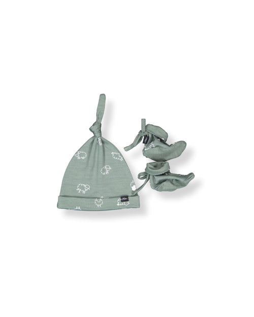 Beanie & Bootie Set - 100% Merino Wool - Fern Flock