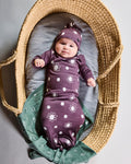 Beanie & Bootie Set - 100% Merino Wool - Plum Daisy