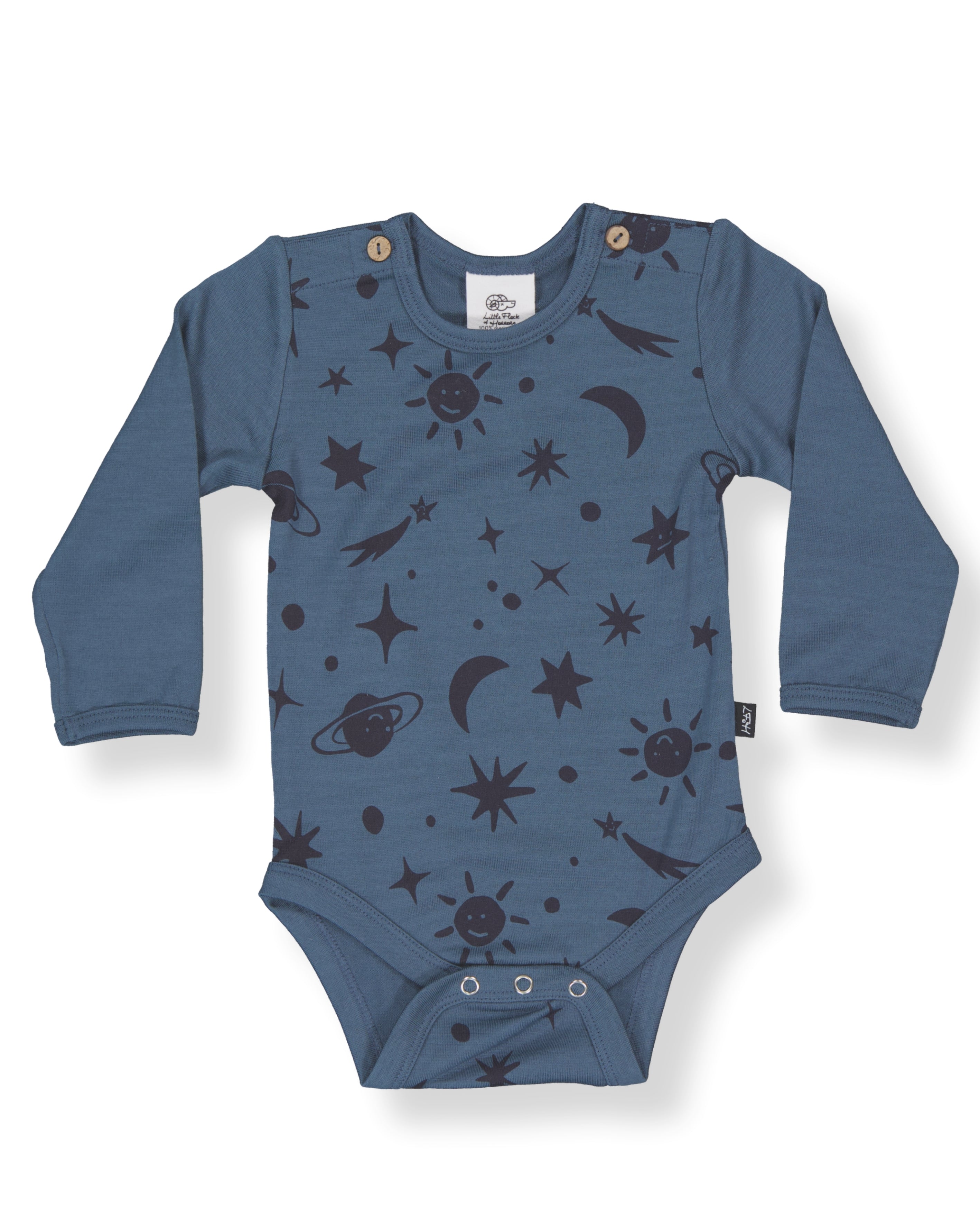 Riley Bodysuit - 100% Merino Wool, Orion Galaxy