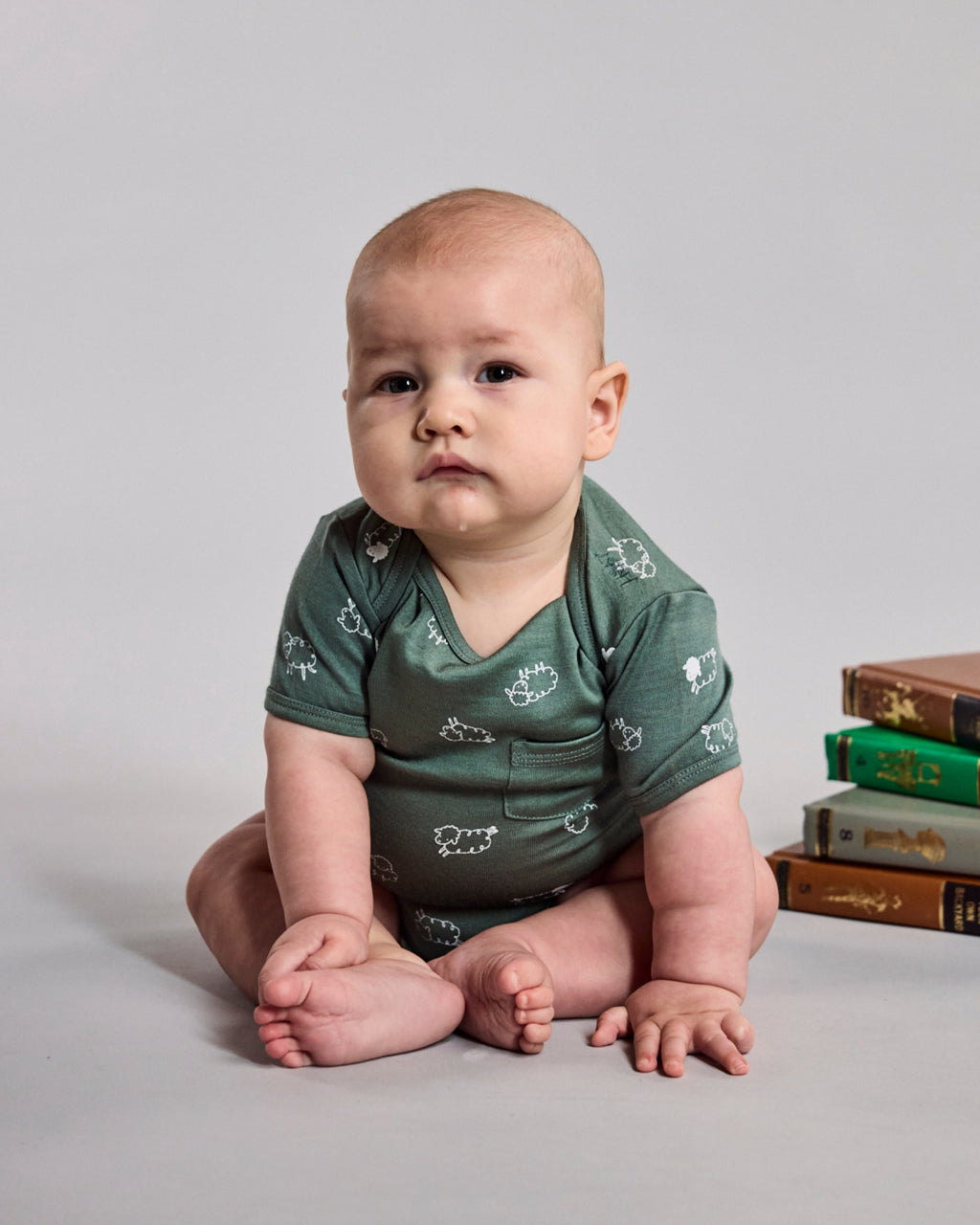 Ezra Bodysuit - 100% Merino Wool - Fern Flock