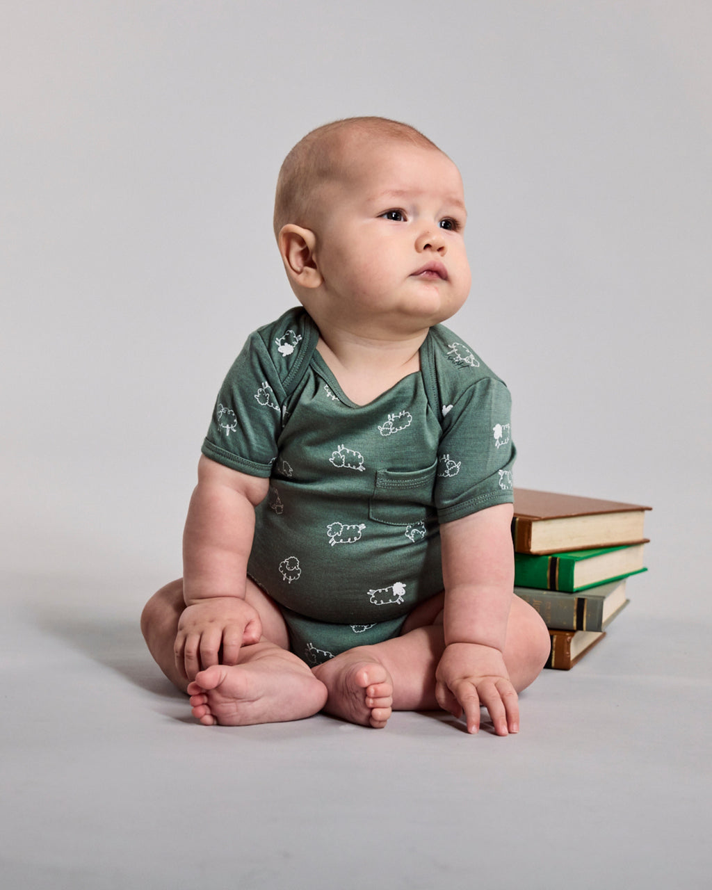Ezra Bodysuit - 100% Merino Wool - Fern Flock