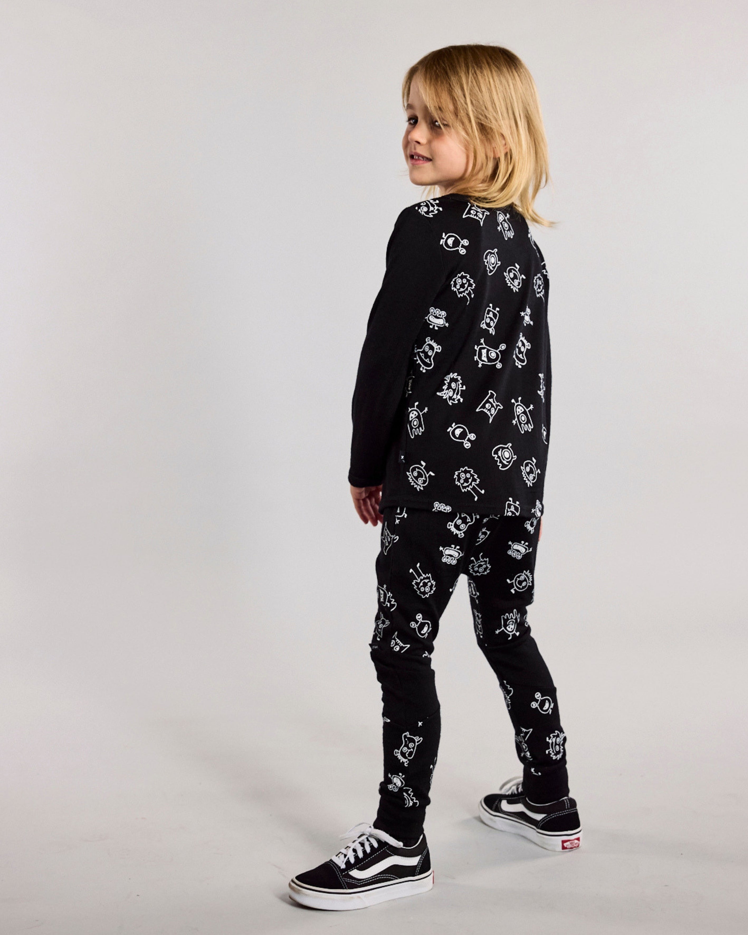 Pick Pocket Long Sleeve - 100% Merino Wool, Black Monsters