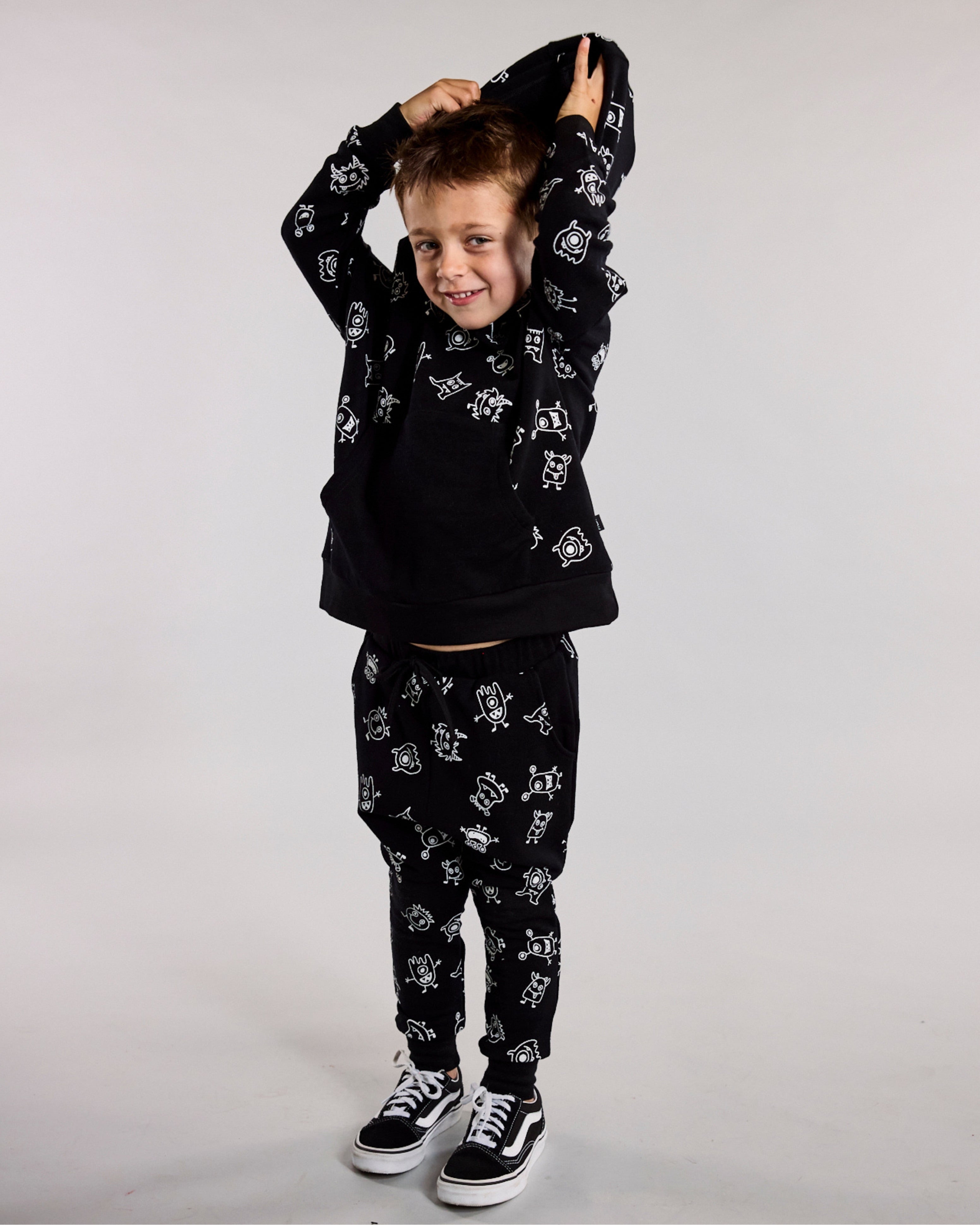 Jagger Hoodie - 100% Merino Wool - Black Monsters