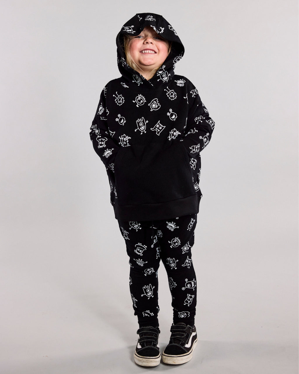 Jagger Hoodie - 100% Merino Wool - Black Monsters