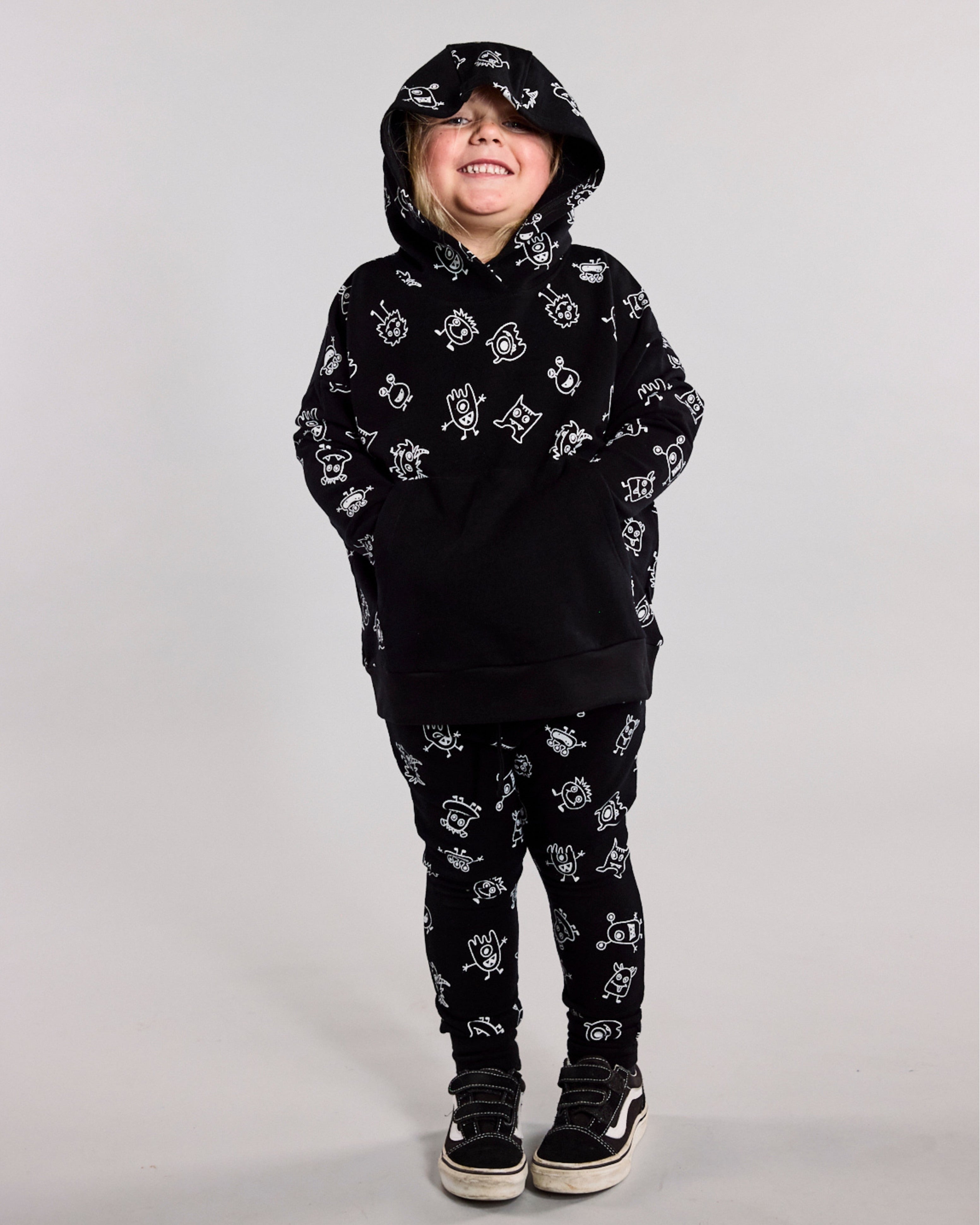 Jagger Hoodie - 100% Merino Wool - Black Monsters