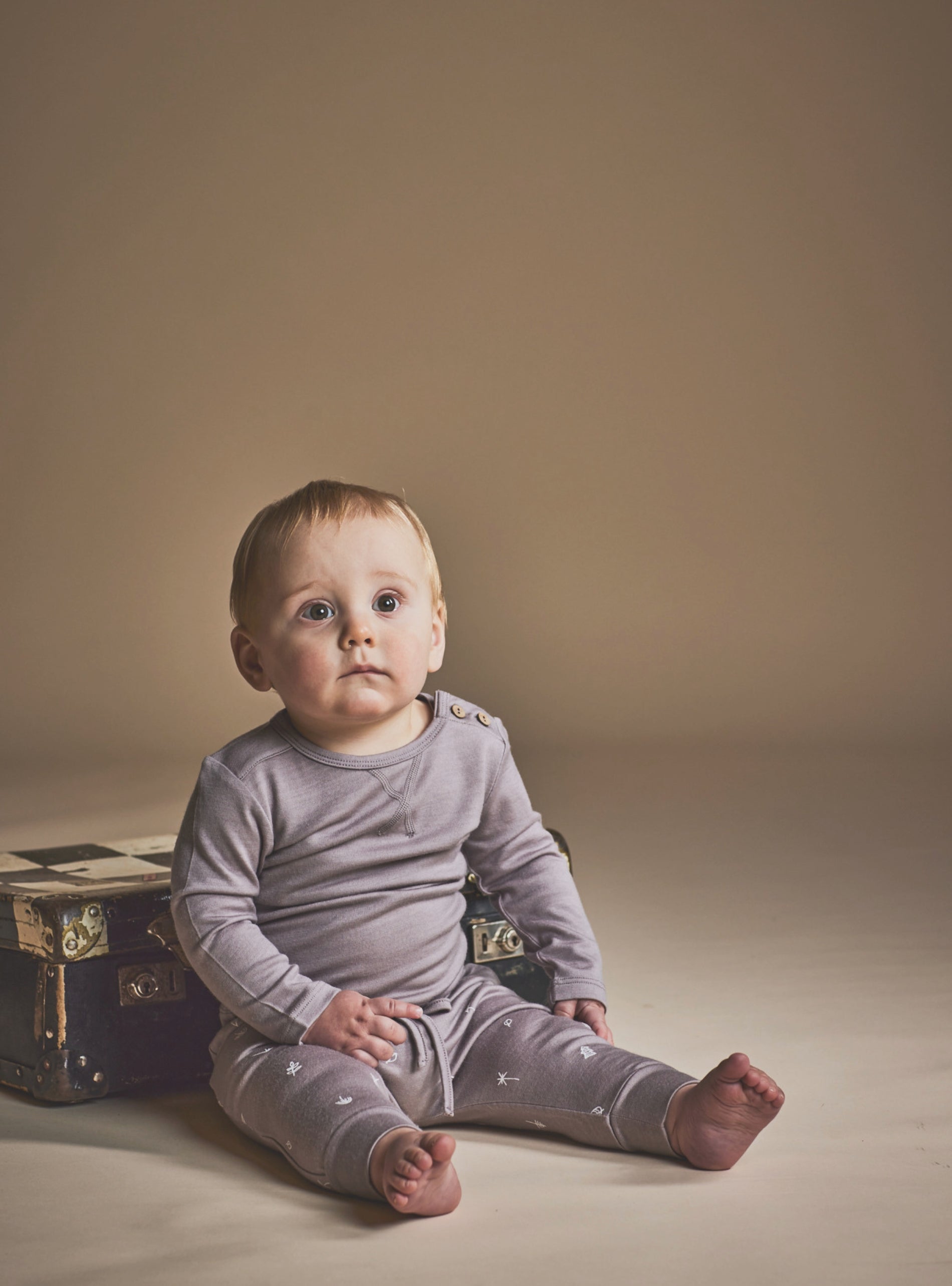 WYATT LONGSLEEVE TOP- Taupe, 6-12 months