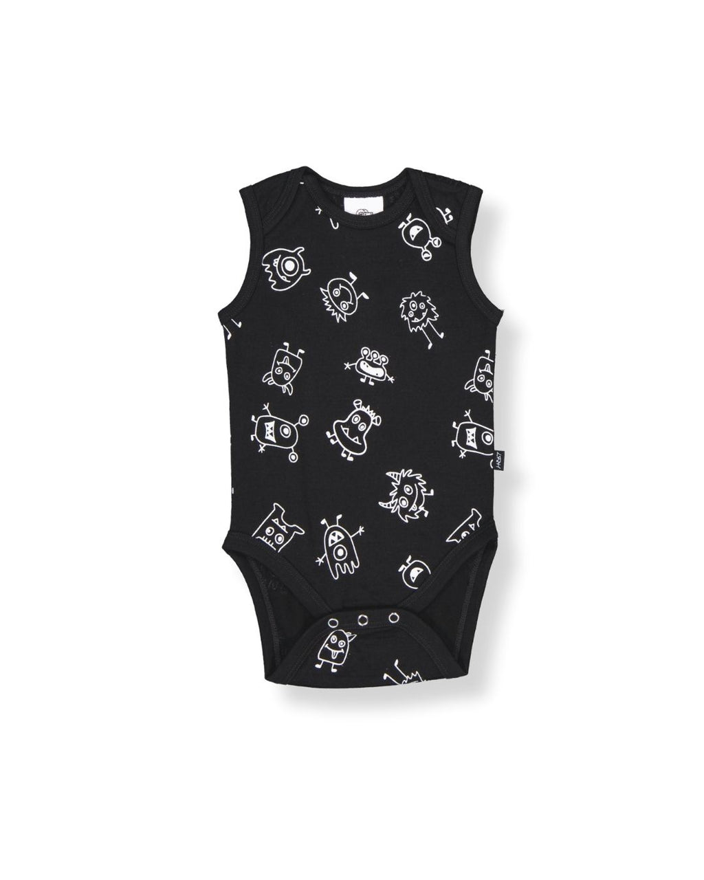 Hadley Bodysuit - 100% Merino Wool - Black Monsters