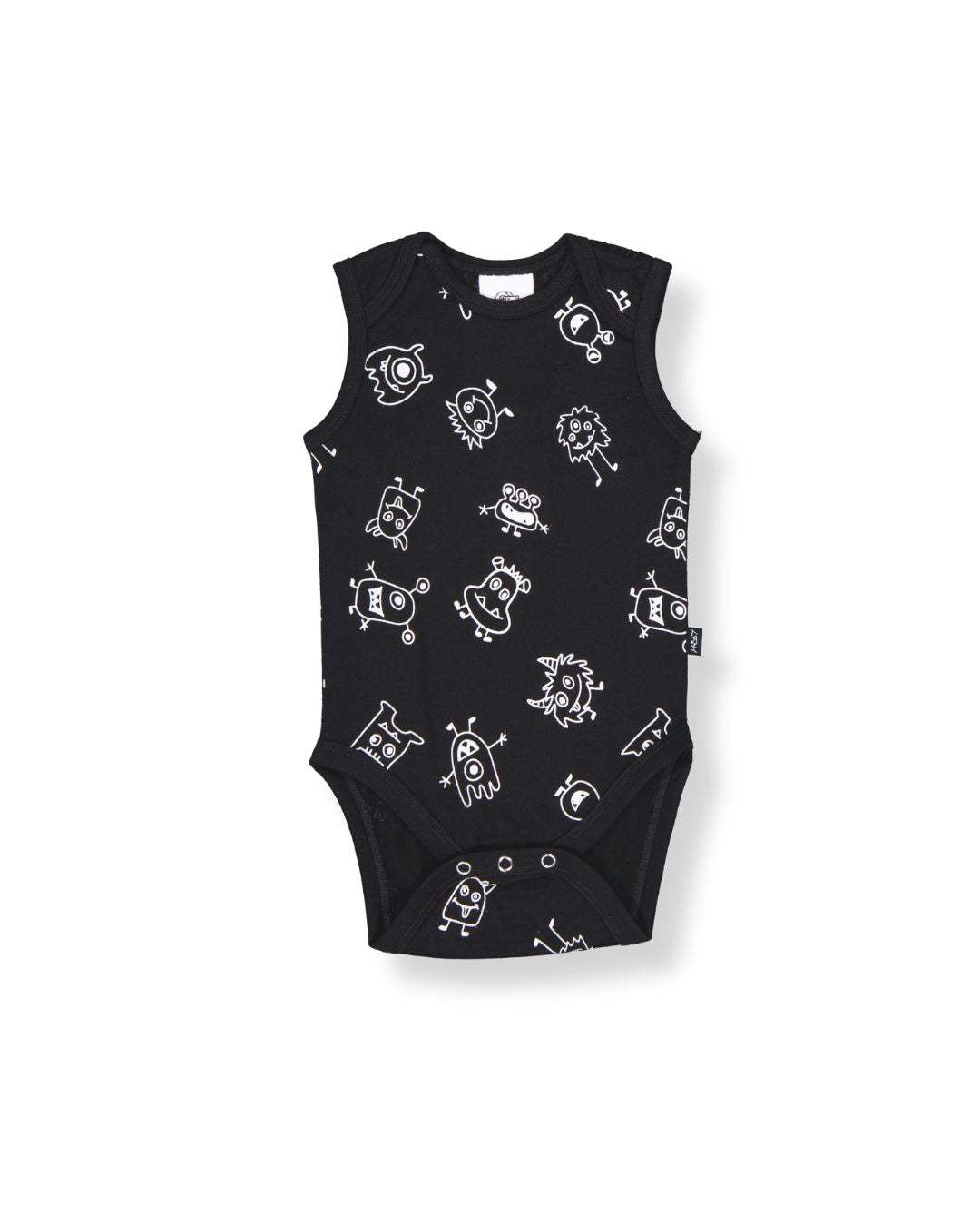 Hadley Bodysuit - 100% Merino Wool - Black Monsters