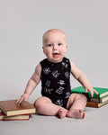 Hadley Bodysuit - 100% Merino Wool - Black Monsters