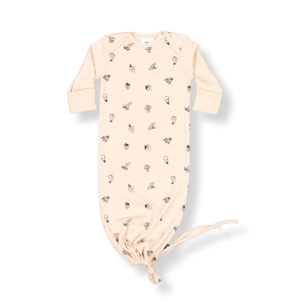 Newcomer Baby Gown · Wheat Marle Fruit'n'Veg · 0-3 months