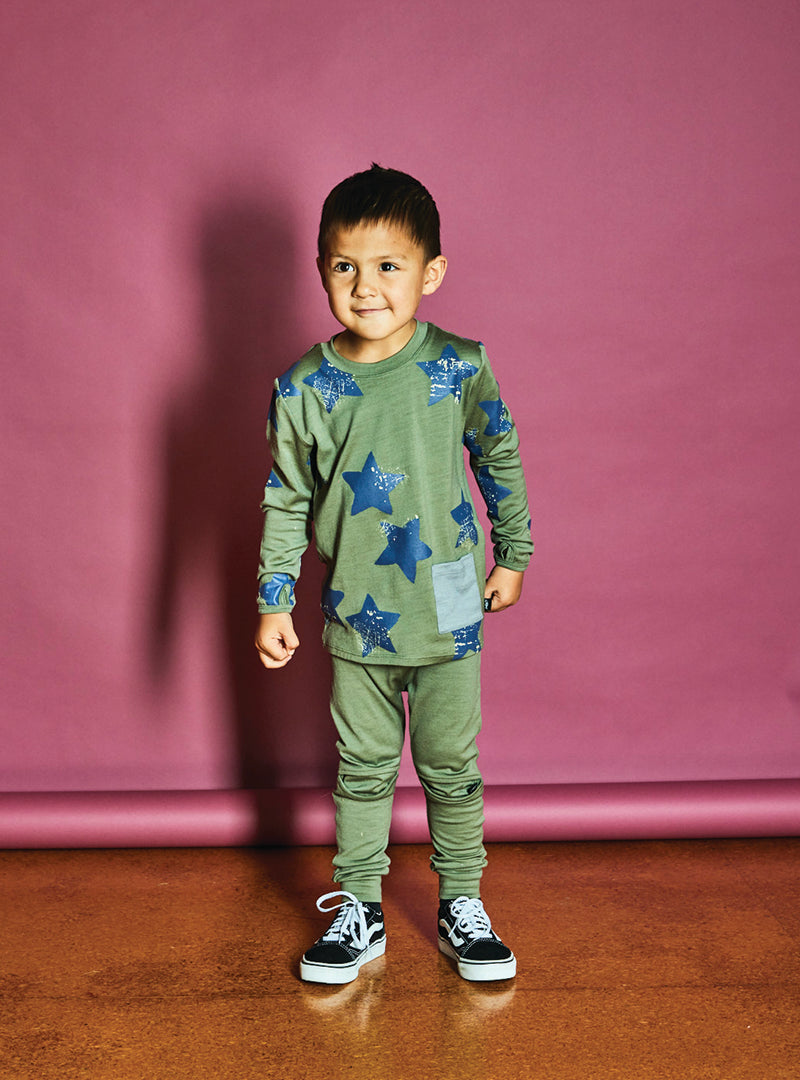 Lincoln Thumbhole Top, Sage Stars
