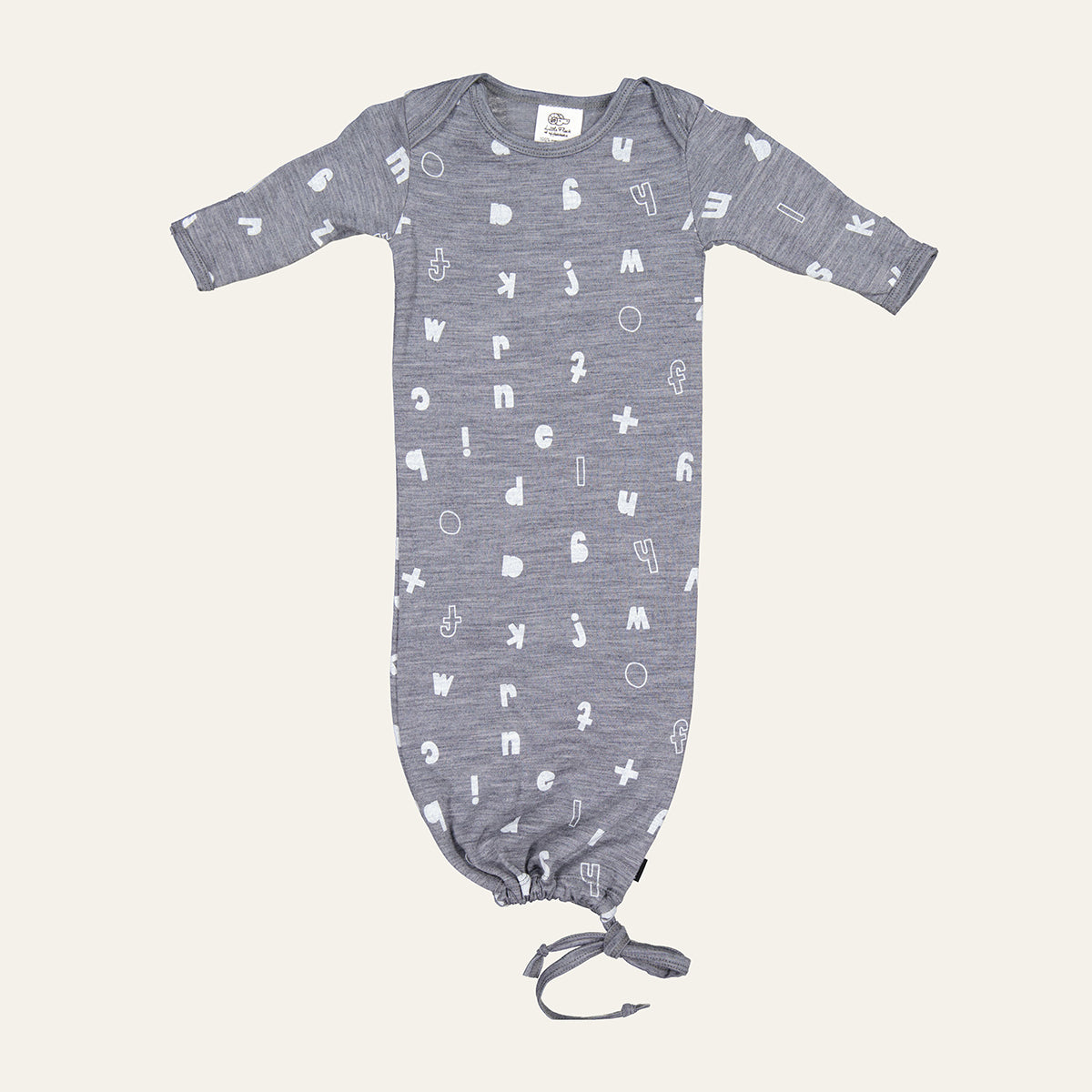 Newcomer Baby Gown Grey Marle Alphabet